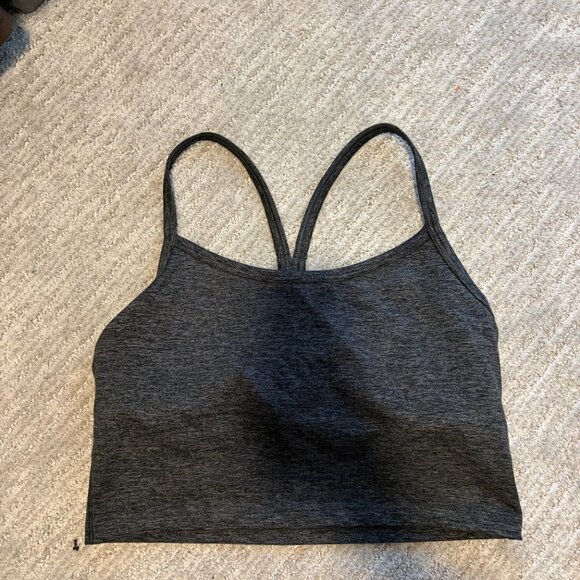 Aerie Hugger Recharge Longline Racerback Sports Bra Charcoal Heather Size Medium - Picture 2 of 4